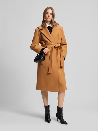 HUGO Płaszcz o kroju regular fit z dodatkiem wełny model ‘MELZY’ Średniobrązowy 1