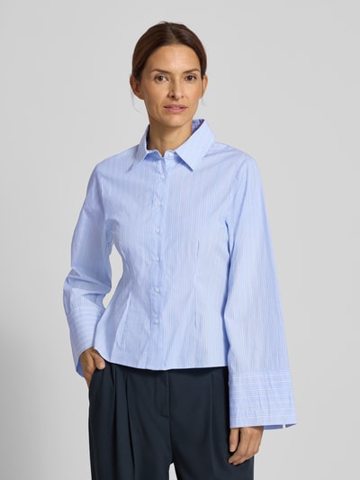 Neo Noir Bluzka koszulowa o kroju regular fit z wzorem w paski Jasnoniebieski 4