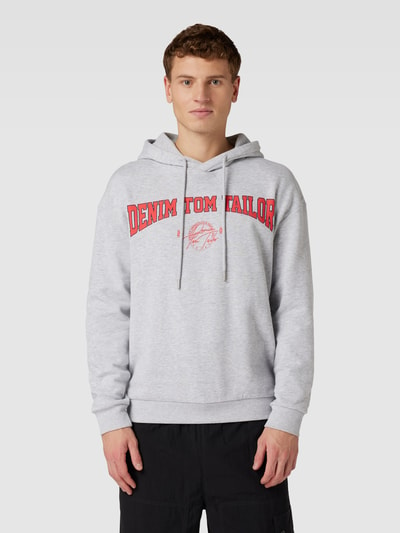 Tom Tailor Denim Hoodie mit Label-Print Hellgrau Melange 4