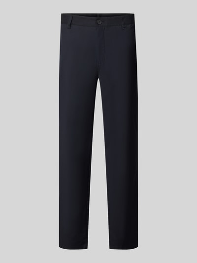 Produktfoto, Straight Fit Hose mit Viskose-Anteil von Armani Exchange, elastyczna mieszanka materiałów, ciemny kolor, wpuszczane kieszenie, zapięcie na guzik i zamek błyskawiczny, Szerokość w rozmiarze 32/32: 44 cm, Długość wewnętrzna nogawki: 84 cm