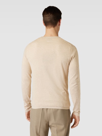 Christian Berg Men Strickpullover in unifarbenem Design  Sand Melange 5