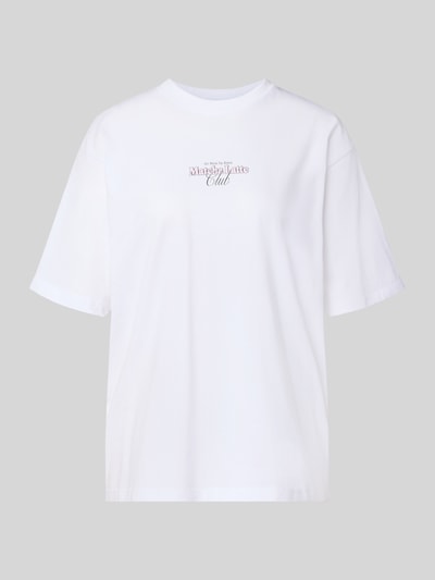Produktfoto, białe męski t-shirt z bawełny model 'LATTE' od JJXX, krój loose fit, okrągły dekolt, długość tyłu w rozmiarze S: 65 cm