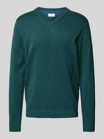 Tom Tailor Gebreide pullover met labelstitching, model 'BASIC'  Donkergroen - 2