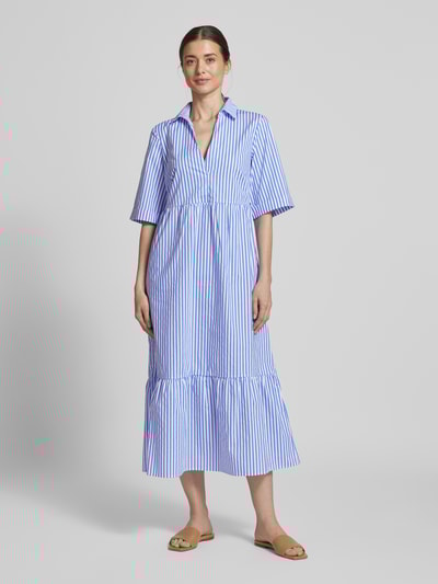Christian Berg Woman Overhemdjurk in laagjeslook met V-hals Bleu - 4