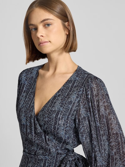 Pepe Jeans Sukienka kopertowa o dopasowanym kroju z detalami z efektownej przędzy model ‘MAISA’ Ciemnoniebieski 3