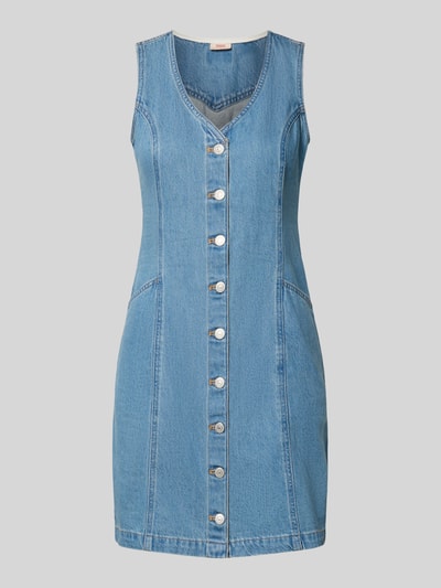 Produktfoto, Figurbetontes Jeanskleid aus reiner Baumwolle van Levi's®, denimlook in lichtblauw, minilengte, doorlopende knoopsluiting, zonder mouwen, recht afgewerkte zoom, steekzakken, puur katoen