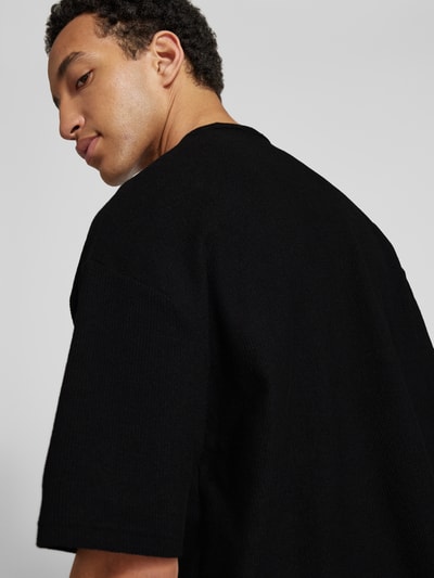 REVIEW T-Shirt mit Strukturmuster Black 3