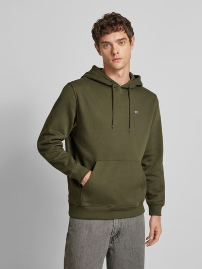 Tommy Jeans Regular fit hoodie met labelstitching Olijfgroen - 4