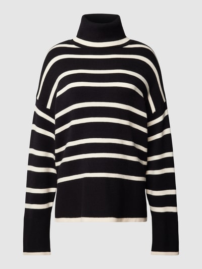 Vero Moda Oversized Strickpullover mit Streifenmuster Modell 'SABA' Black 2