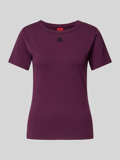 HUGO T-Shirt mit Label-Stitching Modell 'Deloris' Aubergine 2