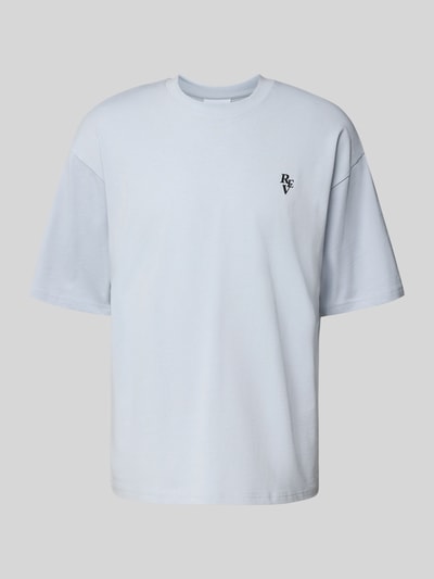 REVIEW T-shirt o kroju relaxed fit z okrągłym dekoltem Lodowy błękitny 2