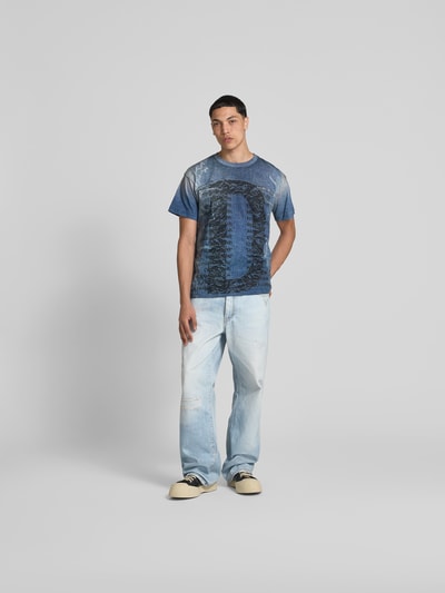 Diesel T-Shirt mit geripptem Rundhalsausschnitt Blau 1