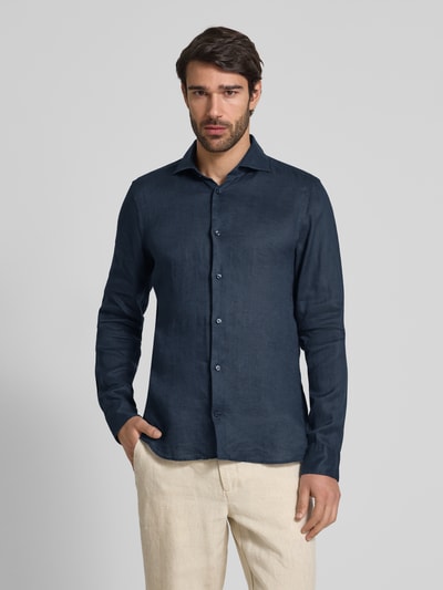 JOOP! Collection Slim Fit Leinenhemd mit Haifischkragen Marine 4