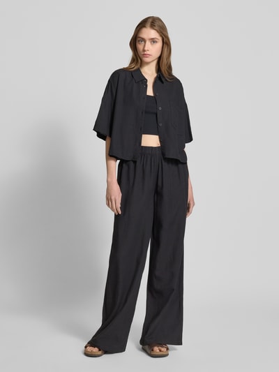 Review Boxy Fit Hemdbluse mit Leinen-Anteil Black 1