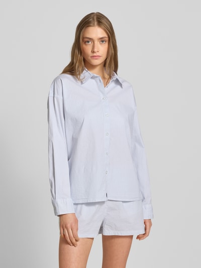 Review Regular fit overhemdblouse met labelstitching Bleu - 4
