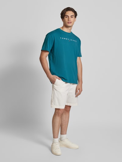 Tommy Jeans Regular Fit T-Shirt mit Label-Stitching Petrol 1
