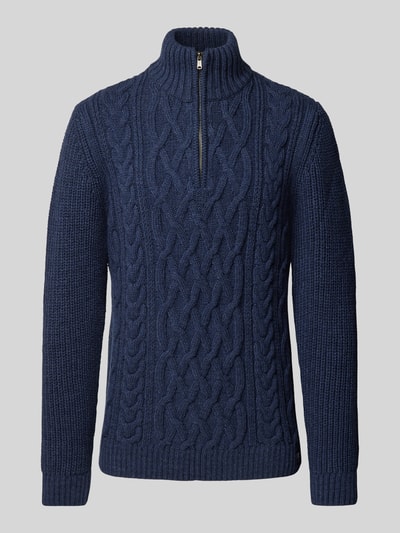 Superdry Gebreide pullover met kabelpatroon, model 'Jacob' Blauw - 2