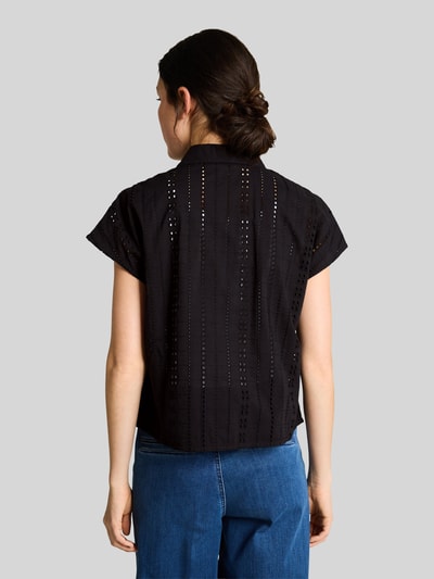 Tom Tailor Denim Relaxed Fit Kurzarmbluse aus reiner Baumwolle Black 5