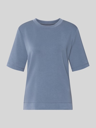 Produktfoto, Sweatshirt mit Rundhalsausschnitt von Marc Cain in Hellblau, elastischer Material-Mix mit Viskose-Anteil, gerader Schnitt, Halbarm.