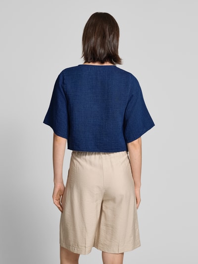 Mango Cropped Hemdbluse mit Schnürverschluss Marine 5