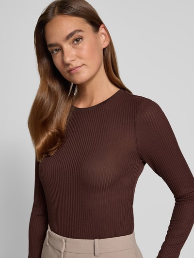 OPUS Shirt met lange mouwen en ronde hals, model 'Sumelika' Bordeaux - 3