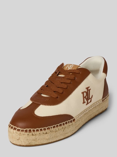 Lauren Ralph Lauren Sneakers van een mix van leer en textiel, model 'LUIZE' Camel - 1