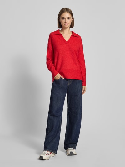 Pieces Regular fit gebreide pullover met wol, model 'MALOU' Rood - 1