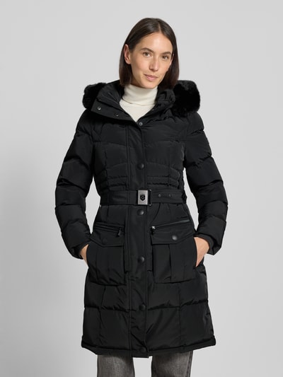 Wellensteyn Gewatteerde lange jas met riem, model 'OPIUM 382' Zwart - 4