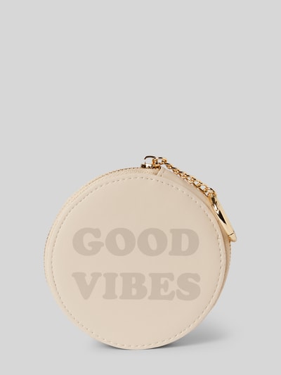 Seidenfelt Portemonnee met statementprint, model 'GOOD VIBES' Ecru - 1