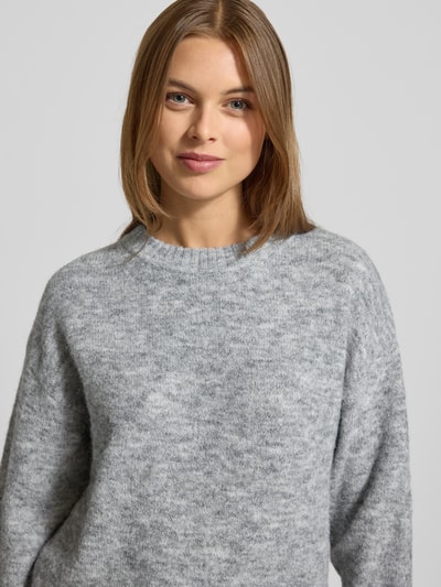 FREE/QUENT Gebreide pullover met ronde hals, model 'Novala' Middengrijs gemêleerd - 3