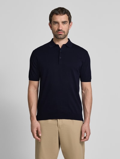 PEOPLE OF SHIBUYA Koszulka polo z bocznymi rozcięciami model ‘NITO’ Granatowy 4