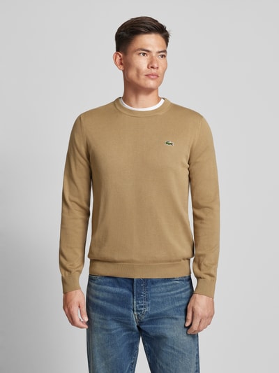 Lacoste Strickpullover mit Logo-Patch Beige 4