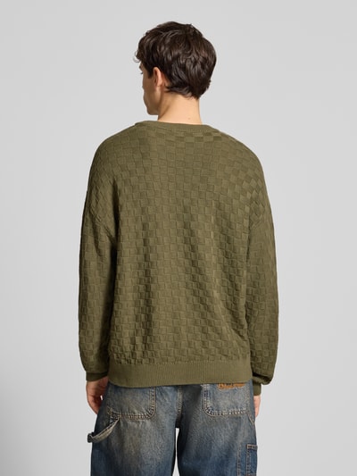 REVIEW Regular fit pullover in gebreide look Olijfgroen - 5