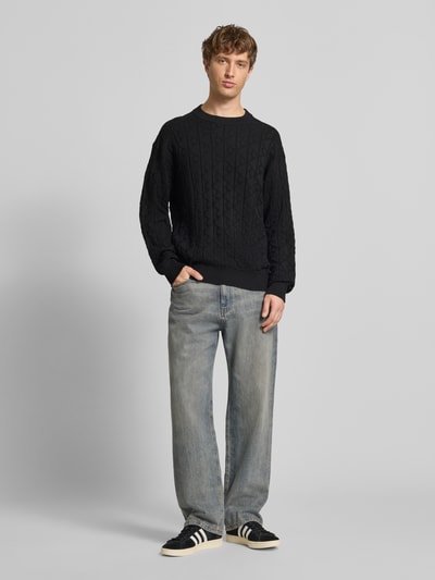 Calvin Klein Jeans Strickpullover mit Rundhalsausschnitt Modell 'EASY' Black 1