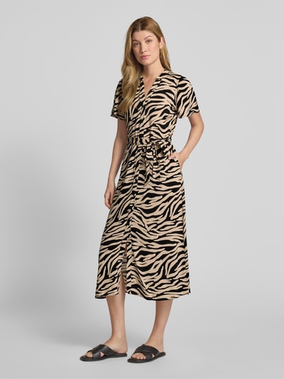 Apricot Midikleid mit Bindegürtel Black 1