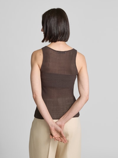 Mango Stricktop in semitransparentem Design Modell 'GERANIO' Dunkelbraun 5