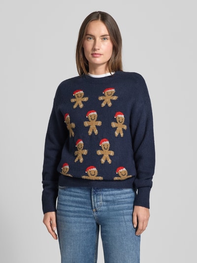 Christian Berg Woman Weihnachtspullover mit gerippten Abschlüssen Marine 4