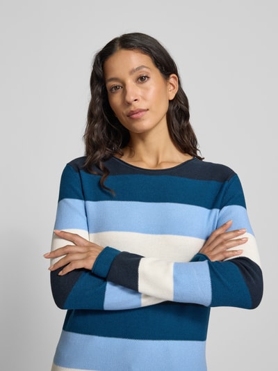 Tom Tailor Sweter z dzianiny o kroju regular fit z mieszanki bawełny i wiskozy Jasnoniebieski 3