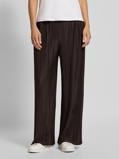 Samsøe Samsøe Spodnie materiałowe z szeroką nogawką i plisami model ‘UMA’ Czekoladowy melanż 4
