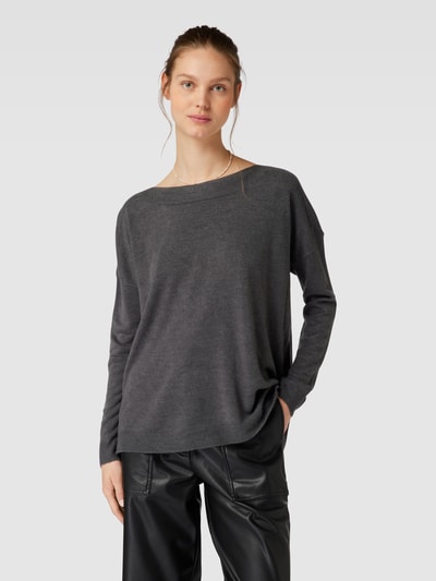 Only Oversized Strickpullover mit U-Boot-Ausschnitt Modell 'AMALIA' Mittelgrau Melange 4