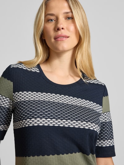 Betty Barclay T-shirt met geribde ronde hals Marineblauw - 3