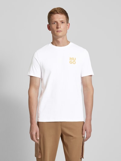 HUGO T-Shirt mit Label-Print Modell 'Dimoniti' Weiss 4