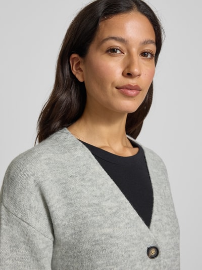 Christian Berg Woman Kardigan z dekoltem w serek i listwą guzikową Średnioszary melanż 3