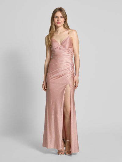 Mascara Abendkleid mit Gehschlitz und Herz-Ausschnitt Rose 4
