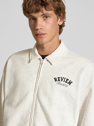 REVIEW Sweatjack met platte kraag en steekzakken Ecru gemêleerd - 3