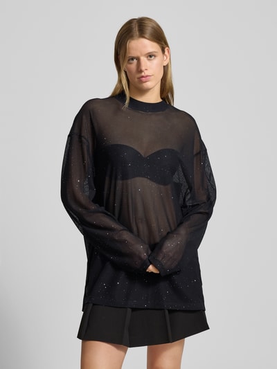 Karo Kauer Oversized Longsleeve in semitransparentem Design Black 4
