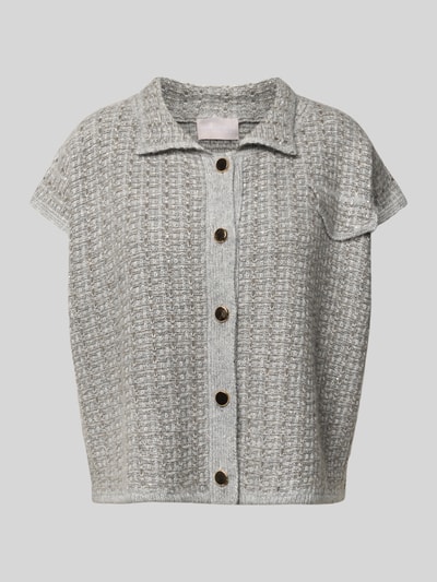 Hemisphere Strickjacke aus Kaschmir-Seide-Mix in kurzärmeligem Design Mittelgrau 2
