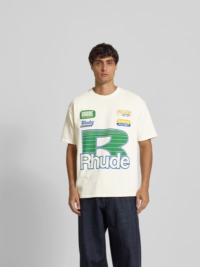 RHUDE Regular Fit T-Shirt mit Logo-Print Offwhite 4