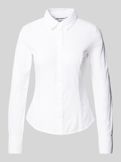 Review Slim Fit Bluse mit durchgehender Knopfleiste Weiss 1