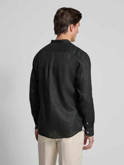 Fynch-Hatton Regular fit linnen overhemd met opstaande kraag Zwart - 5